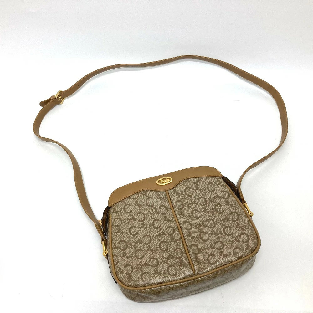 CELINE Macadam Shoulder Bag Handbag Crossbody Leather Beige - Picture 8 of 14